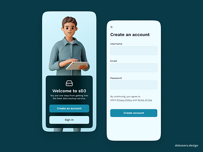 Sign up - Mobile App 3d account animation app character design gradient illustration mobile signup simple ui