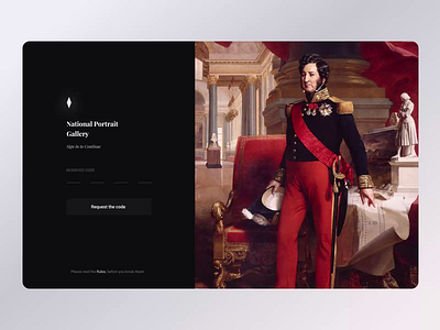 Sign in Process – Online Portrait Gallery animation black dark franz xaver gallery art history interaction log in minimal motion museum portrait portrait gallery sign in sign up ui ux web design web ui