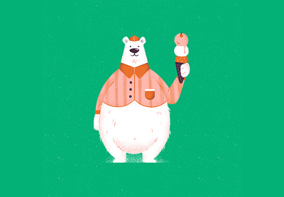 National Ice Cream Day character design ice cream illustration polar bear scoops spot illustration texture vector