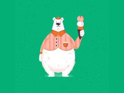 National Ice Cream Day character design ice cream illustration polar bear scoops spot illustration texture vector