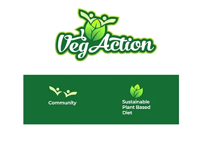 Veg Action logo action logo brandcubes community logo diet logo go green green logo plant based logo plant logo sustainable vegan vegetarian community logo vegetarian logo
