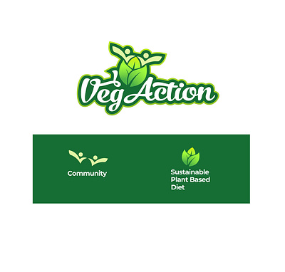 Veg Action logo action logo brandcubes community logo diet logo go green green logo plant based logo plant logo sustainable vegan vegetarian community logo vegetarian logo