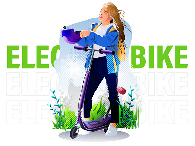 Girl with smart bike vector art tutorial arttutor beautiful girl digital art digital illustrations e bike electric bike electric bike review girl illustraion girl vector photo to cartoon effect photo to illustrator tutorial smart bike tracing vector