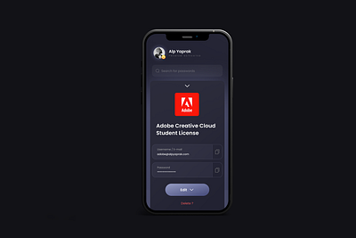 Password Concept - Detail Screen application application design application ui dark ui design password ui user inteface userinterface visual