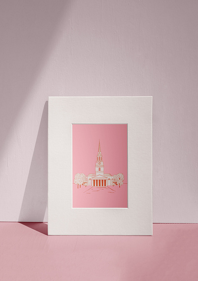 Wait Chapel Print - Wake Forest University branding demon decons design digital painting flat icon illustration illustrator logo north carolina typography vector wake forest university winston salem