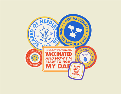 GET VACCINATED badge design badge hunting badges design freelance design graphic design logo logo badge sticker art sticker design sticker pack stickers typography vaccinated vector