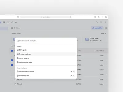 Command bar action bar cmd color command command bar component kit dropdown free keyboard shortcuts menu palette platform product design select shortcuts ui uikit uiux ux