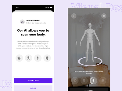 AR Body Scan for E-Commerce Project animation app branding design mobile ui ux