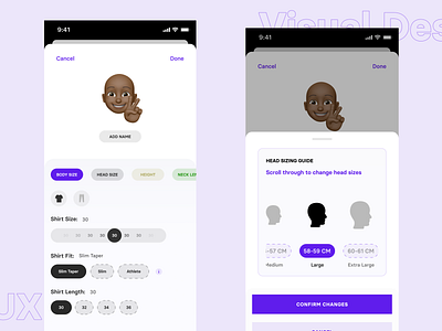 Avatar Profiles for Manual Body Measurements animation app design mobile ui ux vector