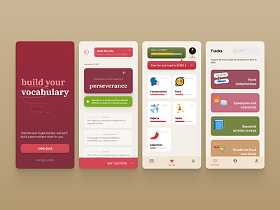 Vocabulary Building App - concept app design english figma game learn learning quiz ui vocabulary words