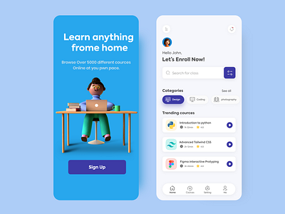 Online Learning App 3d art appdesign design illustraion illustration mockup typography uidesign ux design ux designer
