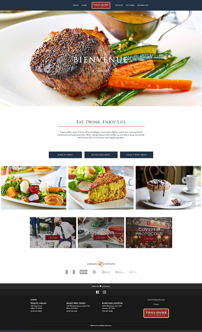 Toulouse Cafe and Bar branding cooking food and drink foodie ui ux web design web development website