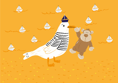 Seagull design illustration monkey navy seagull vector