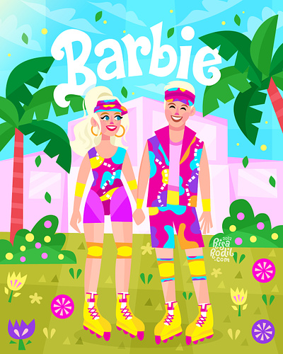 Barbie barbie bright colorful digital flat design illustration ken