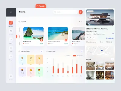 Travel Dashboard UI Concept - Freebie admin dashboard admin panel admin theme agency app booking dashbaord dashboad features freebie interface minimal one page design product design single pager travel ui design uiux ux ux ui design