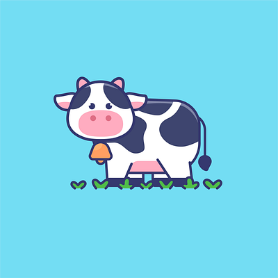 Cute cow cartoon illustration adorable barn cartoon character cow farm illustration kawaii logo mascot milk