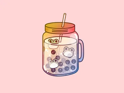 Frog animal botanical cute design frog graphic happy illustration jar kawaii kid mason minimal nature rainbow