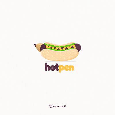 hotdog and pencil logo combination animation app branding clean design flat hotdog illustration illustrator logo pen pencil vector