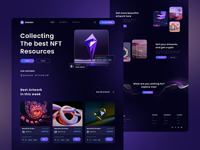 Dodolan - NFT Landingpage abstrac art artwork auctions bid binance community creators crypto design dribbble marketplace nft resources ui uidesign