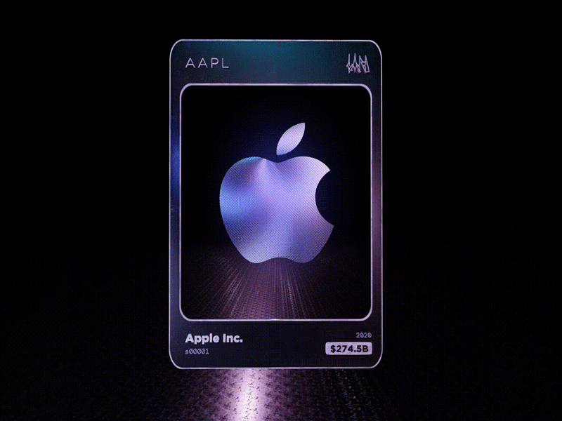 AAPL 2020 #1 NFT CARD 2021 2021 logo 3d brands card cards collectible collectibles collection cryptoart nft nftart nfts stocks