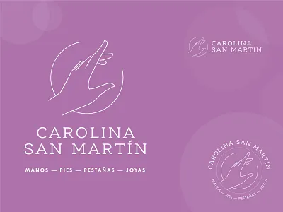 Carolina San Martín brand brand identity branding foot hair salon illustration jewelry lines logo nail salon pink purple salon woman