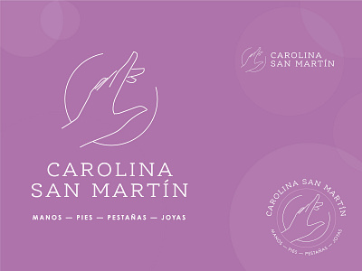 Carolina San Martín brand brand identity branding foot hair salon illustration jewelry lines logo nail salon pink purple salon woman