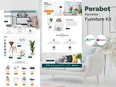 Perabot – Elementor Landingpage Furniture Template Kit elementor templates furniture website landing page design website design wordpress design