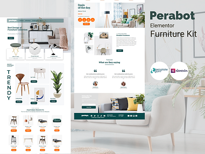Perabot – Elementor Landingpage Furniture Template Kit elementor templates furniture website landing page design website design wordpress design