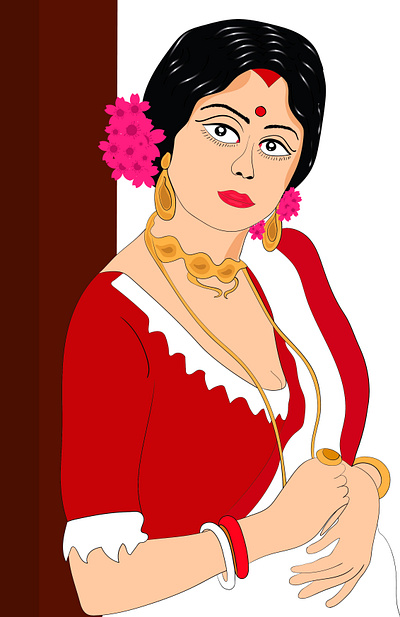 BENGALI TRADITIONAL WEAR bengali digital painting digitalart illustration