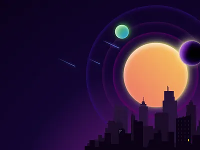 Night scene dark mode illustration