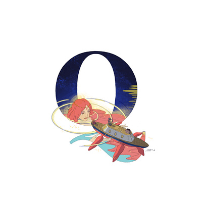 Q for Queen of the Ocean, Granmamare 36 days of type 36daysoftype design ghibli illustration ponyo procreate studio ghibli typography