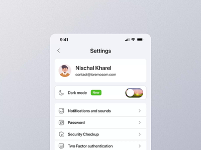 Settings - Mobile application android edit profile icons ios mobile mobile app preferences profile settings toggle ui user profile ux