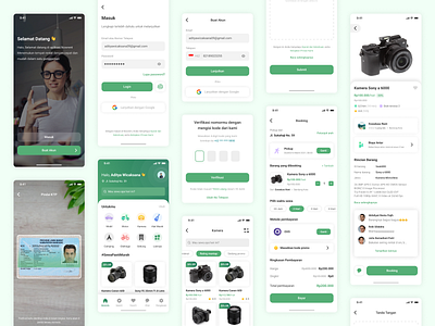 Rental Mobile App app camera clean green id card inspiration ios login marketplace mobile payment pickup rent rental scan shop signature ui design uiux ux design