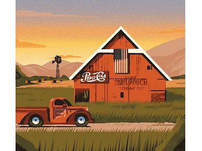 A for America 36daysoftype america american barn country countryside illustration rural travel vintage