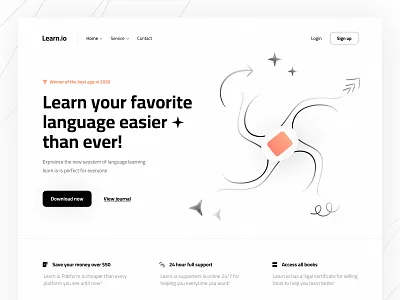 Learning platform Hero header app branding concept design english graphic design hero hero header landing page languages learn learning popular school study ui uiux ux