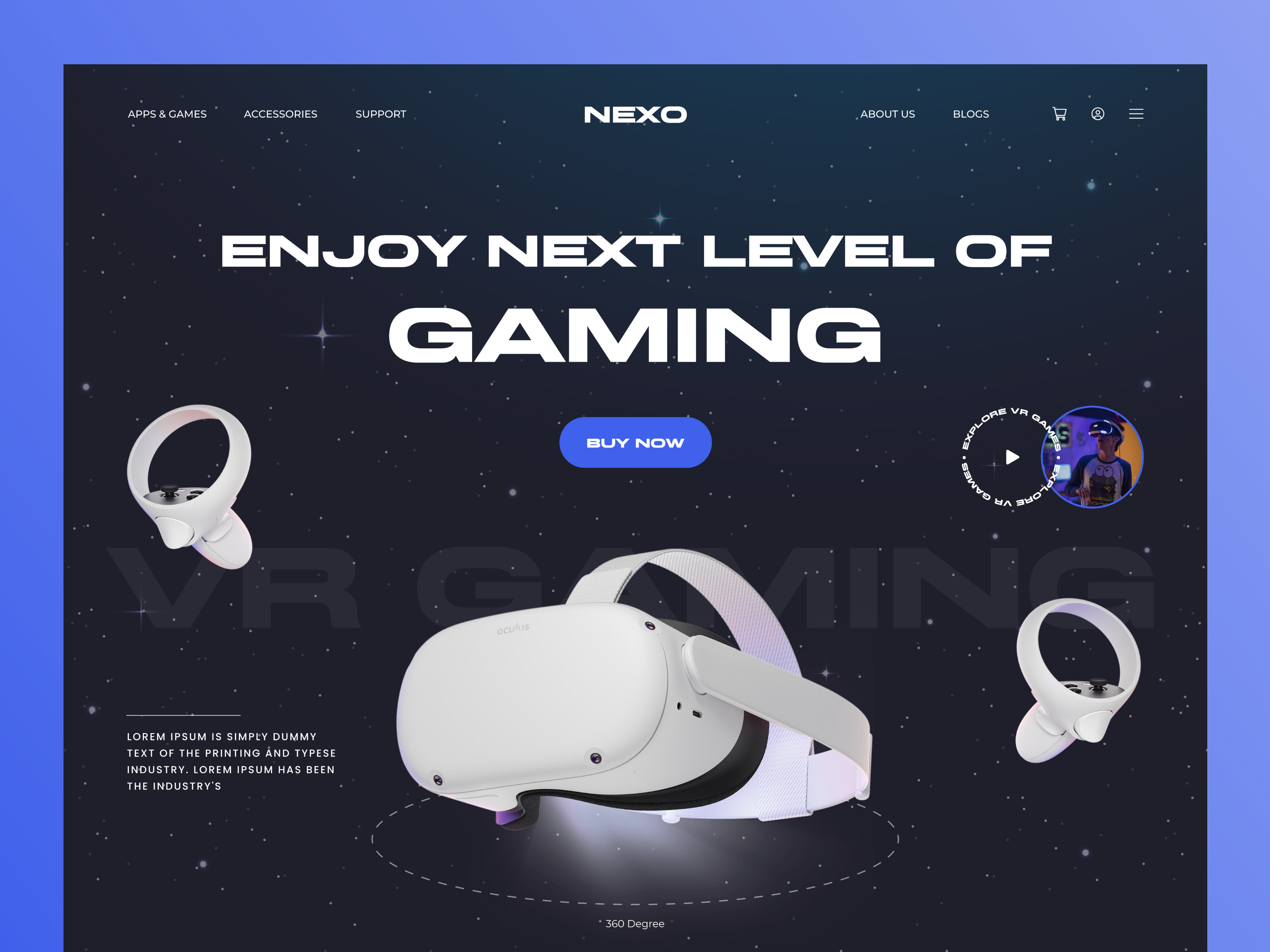 Gaming VR Product Website augmented reality game ui gaming headset landing page meta metaverse oculus playstation product design tech technology virtual reality vr web web 3 web design web3 web3 website website