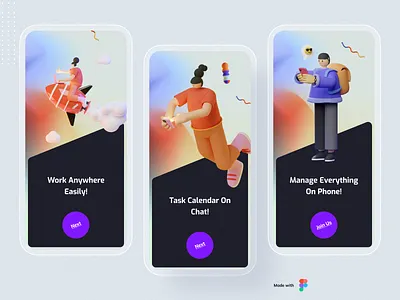 Productivity Onboarding UI Design 3d 3d illustration app app design application design flat illustration ios minimal mobile mobile app mobile app design onboarding onboarding illustration onboarding screen onboarding ui typography ui ux