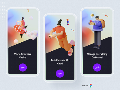 Productivity Onboarding UI Design 3d 3d illustration app app design application design flat illustration ios minimal mobile mobile app mobile app design onboarding onboarding illustration onboarding screen onboarding ui typography ui ux