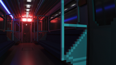 Voxel subway blender design environment design flat illustration light design minimal sketch unity vcut