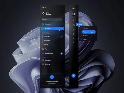 Oniex design Sidebar (Dark & Light Version) branding dark version dashboard design glass graphic design icon illustration nav popular side bar sidebar ui ui designer uix uixdesign website