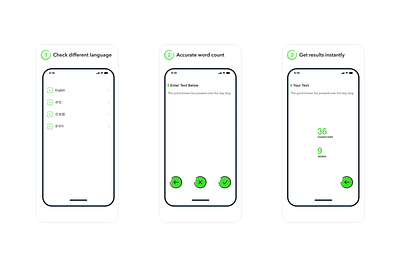 Instant Word Counter on iOS app ui
