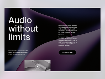 High-end audio streaming service concept design figma graphi typography ui user experience user interface ux web website