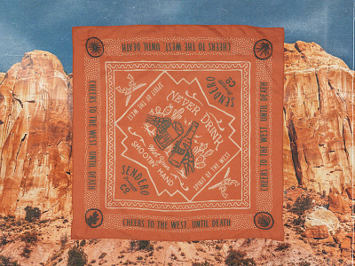 Never Drink With Your Shootin' Hand bandana bandana design cactus cowboy desert gun skeleton skull western western design