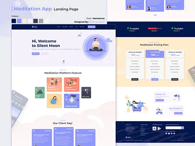 Silent Moon App Landing Page landing page landing page design meditation new design ui uidesign uiux
