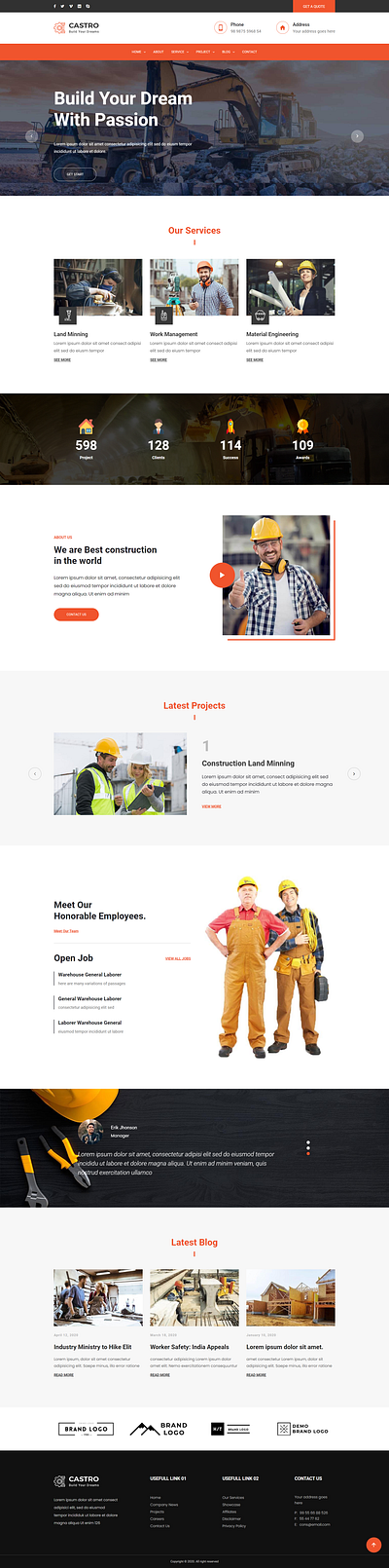 Castro Vue JS Construction Template architecture construction business construction company contractor home design industry interior design plumber vue vue app vue bootstrap4 vue construction vue material vue responsive vue.js template