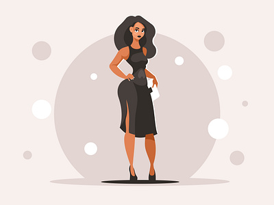 Woman in black dress beautiful celebrities girl illustration vector woman