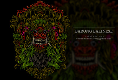 Barong balinese culture illustration artwork artwork balinese barong character culture dark illustraion skull tshirt design tshirtdesign underground vector