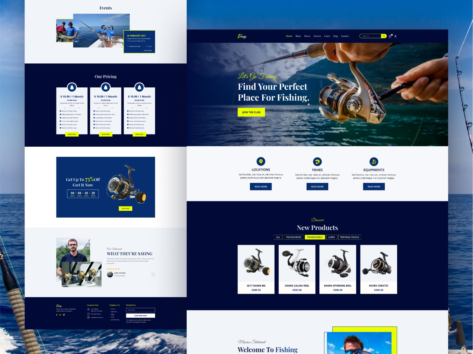 Fishing and Hunting Club Landing Page by Md Salah Uddin on Dribbble