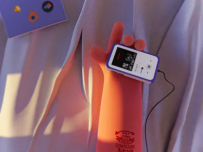 Music is my escape bed blender hand home illustrator laptop mac modeling music perspective