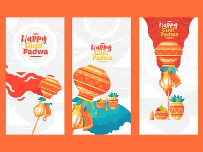 Gudipadwa Banner flat design branding design flat flat design icon illustration illustrator minimal typography ui ux vector